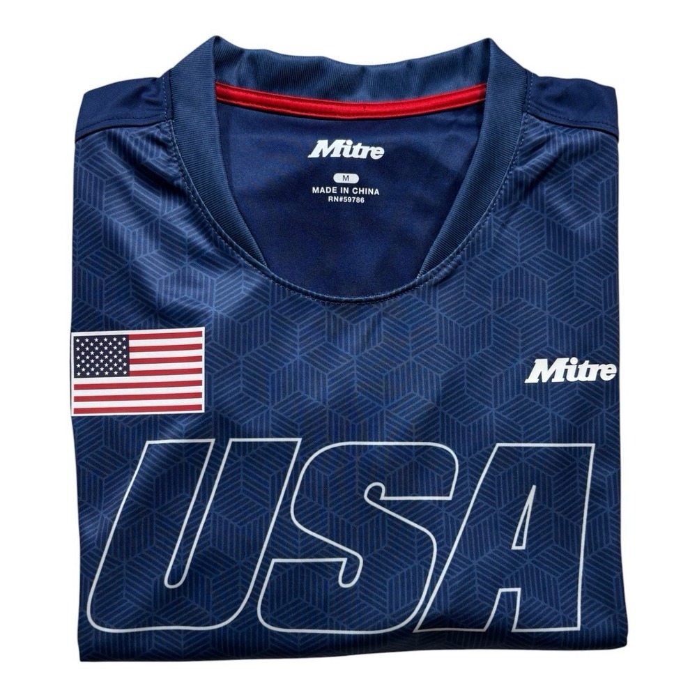 Mitre Men's Team USA Blue Hexagon Pattern Jersey Flag Size Medium NWT -1940 - Picture 4 of 9